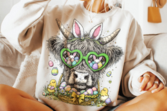 Highland Cow Easter PNG, Bunny Easter PNG, Happy Easter PNG Product Image 5