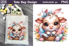 Cute Cow Easter Sublimation | Easter Hunter Tote Bag Product Image 1