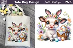 Cute Cow Easter Sublimation | Easter Hunter Tote Bag Product Image 1