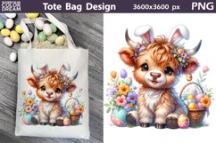 Highland Cow Easter Sublimation | Easter Hunter Tote Bag Product Image 1