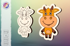 Cartoon cow laser cut file, cute farm animal vector template Product Image 1