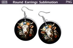 Cow Floral Round Earrings | Cow Flowers Earrings Product Image 1
