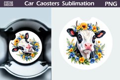 Cow Flowers Car Coaster | Farm Animal Car Coaster Product Image 1
