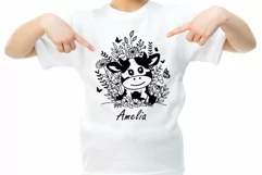 cow Svg, Cute Baby Cow With Wildflower Farm Svg. Product Image 2