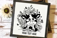 cow Svg, Cute Baby Cow With Wildflower Farm Svg. Product Image 6