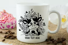 cow Svg, Cute Baby Cow With Wildflower Farm Svg. Product Image 7