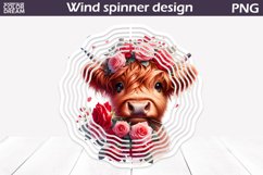 Highland Cow Wind Spinner | Cow Roses Wind Spinner Product Image 1
