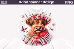 Highland Cow Wind Spinner | Cow Roses Wind Spinner Product Image 1