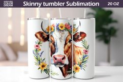 Cow Tumbler Sublimation | Farm Animals Flowers Tumbler Wrap Product Image 1