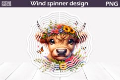 Highland Cow Wind Spinner | Cow Wildflowers Wind Spinner Product Image 1