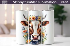 Cow Tumbler Sublimation | Farm Animals Flowers Tumbler Wrap Product Image 1