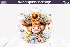 Highland Cow Wind Spinner | Cow Wildflowers Wind Spinner Product Image 1