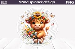 Highland Cow Wind Spinner | Cow Wildflowers Wind Spinner Product Image 1
