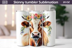 Cow Tumbler Sublimation | Farm Animals Flowers Tumbler Wrap Product Image 1