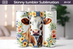 Cow Tumbler Sublimation | Farm Animals Flowers Tumbler Wrap Product Image 1