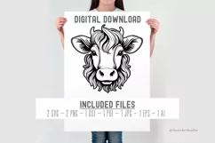 Cow Head Svg, Farm Animal Svg, Cute Cow Face, Cow Silhouette Product Image 2