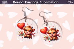 Highland Cow Heart Round Earrings | Valentine Earrings Product Image 1