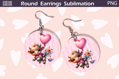 Highland Cow Heart Round Earrings | Valentine Earrings Product Image 1