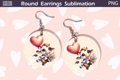 Cow Heart Round Earrings | Valentine Earrings Sublimation Product Image 1