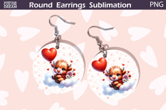 Highland Cow Heart Round Earrings | Valentine Earrings Product Image 1