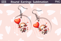 Highland Cow Heart Round Earrings | Valentine Earrings Product Image 1