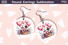 Cow Heart Round Earrings | Valentine Earrings Sublimation Product Image 1