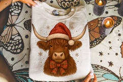 Christmas Highland Cow PNG, Christmas Coquette Bow PNG Product Image 3
