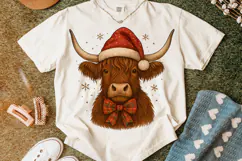 Christmas Highland Cow PNG, Christmas Coquette Bow PNG Product Image 5
