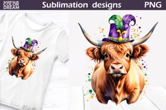Highland Cow Mardi Grass | Mardi Grass Sublimation Design Product Image 2