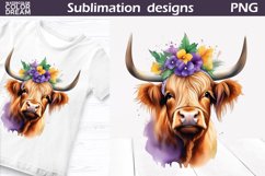Highland Cow Mardi Grass | Mardi Grass Sublimation Design Product Image 7