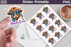 Cow Mardi Grass Sticker Printable | Mardi Grass Sticker Product Image 1