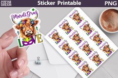 Cow Mardi Grass Sticker Printable | Mardi Grass Sticker Product Image 1