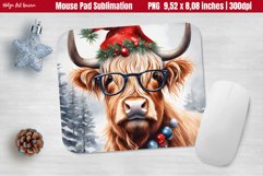 Christmas Mouse Pad Sublimation |Highland Cow watercolor Product Image 1