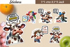 Watercolor Funny Cow| Sarcastic Quotes Printable Sticker Product Image 1