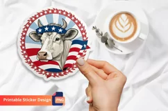 Cow Patriotic Sticker Printable 4th of July Sticker Product Image 1