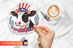 Cow Patriotic Sticker Printable 4th of July Sticker Product Image 1