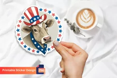 Cow Patriotic Sticker Printable 4th of July Sticker Product Image 1