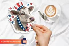 Cow Patriotic Sticker Printable 4th of July Sticker Product Image 1