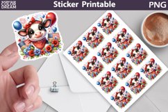 Cow Patriotic Sticker Printable | 4th of July Sticker Product Image 1