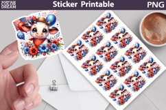 Cow Patriotic Sticker Printable | 4th of July Sticker Product Image 1