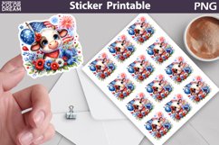 Cow Patriotic Sticker Printable | 4th of July Sticker Product Image 1