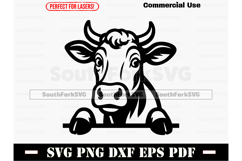 Peeking Cow Design SVG PNG DXF EPS PDF Product Image 1