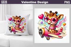 Giraffe Valentine Pillow Design | Valentine Animal PNG Product Image 1