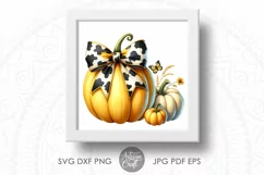 Pumpkin with Coquette Bow in cow print PNG file for sublimation 