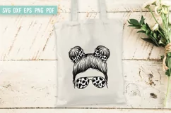 Cow Print Mom life Kid life Svg | Momlife Svg | Messy Bun Product Image 3
