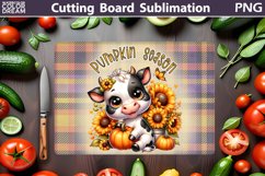 Cow Sunflowers Cutting Board | Cow Pumpkin Cutting Board Product Image 1