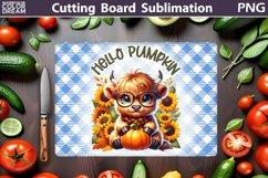 Highland Cow Sunflowers Cutting Board | Cow Pumpkin Cutting Product Image 1