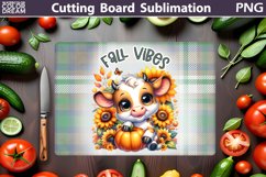 Cow Sunflowers Cutting Board | Cow Pumpkin Cutting Board Product Image 1