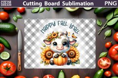 Cow Sunflowers Cutting Board | Cow Pumpkin Cutting Board Product Image 1