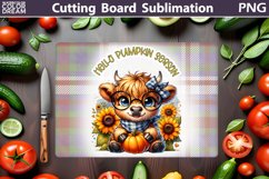 Highland Cow Sunflowers Cutting Board | Cow Pumpkin Cutting Product Image 1